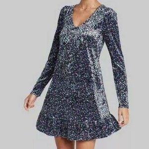 Wild Fable x Target Floral Velour Long Sleeve Dress